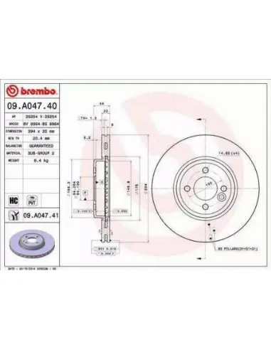 09.A047.40 Disco de freno Brembo