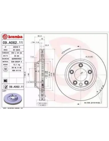 09.A062.11 Disco de freno Brembo