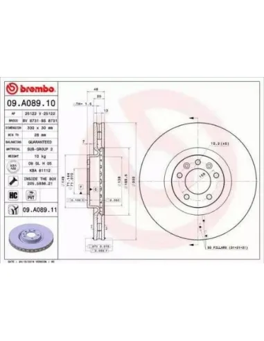 09.A089.10 Disco de freno Brembo