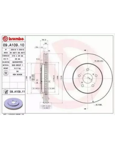 09.A109.10 Disco de freno Brembo