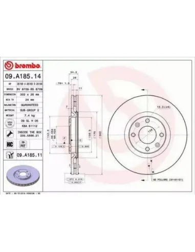 09.A185.11 Disco de freno Brembo