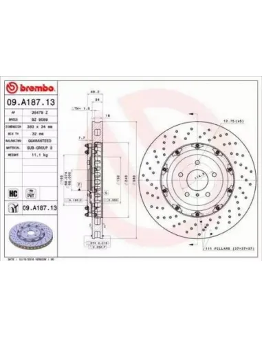 09A18713 Disco de freno Brembo