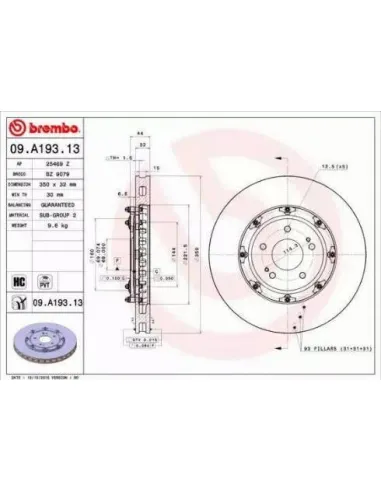 09A19313 Disco de freno Brembo