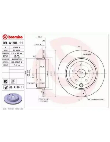 09.A198.11 Disco de freno Brembo