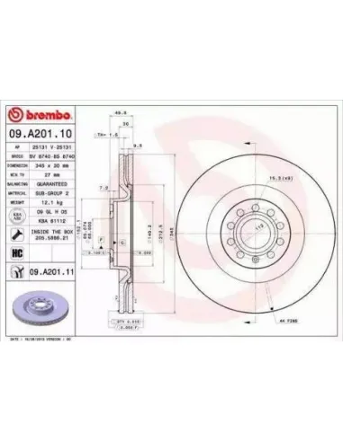 09.A201.10 Disco de freno Brembo