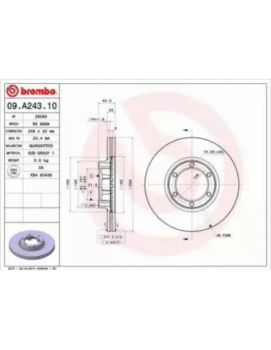 09.A243.10 Disco de freno Brembo