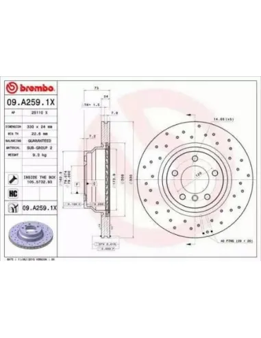 09A2591X Disco de freno Brembo