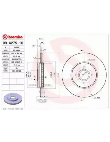 09.A275.10 Disco de freno Brembo