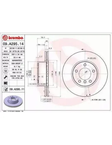 09.A295.11 Disco de freno Brembo