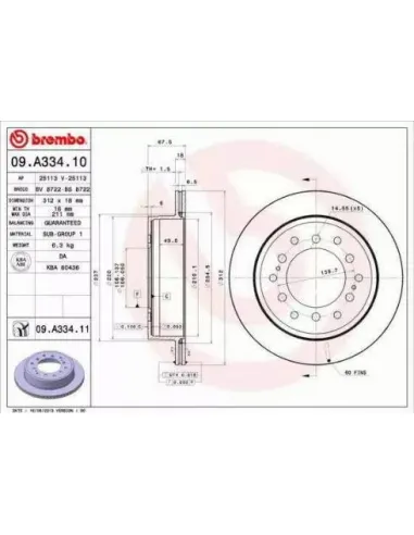 09.A334.10 Disco de freno Brembo