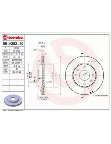 09.A352.10 Disco de freno Brembo