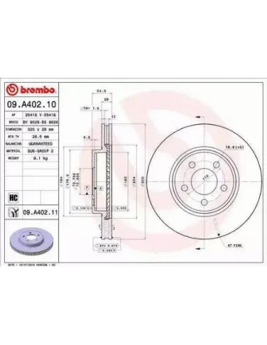 09.A402.10 Disco de freno Brembo