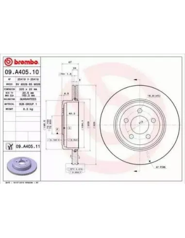 09.A405.10 Disco de freno Brembo