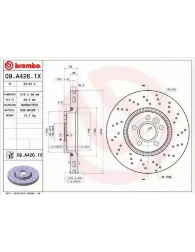 09A4261X Disco de freno Brembo