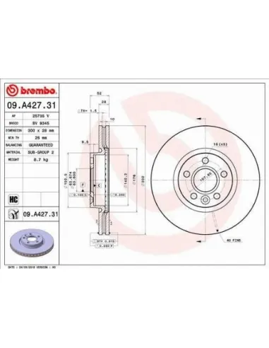 09.A427.31 Disco de freno Brembo