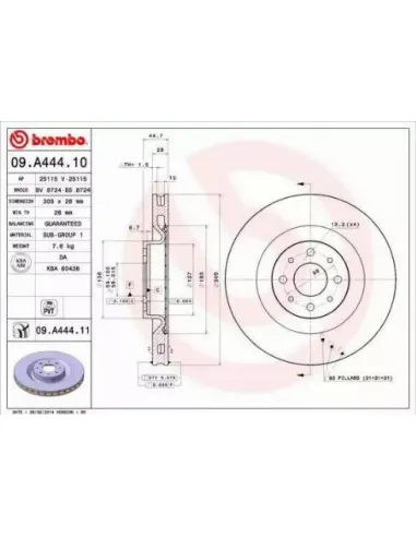 09.A444.10 Disco de freno Brembo