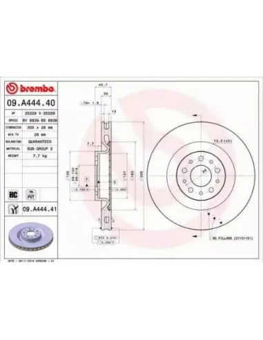 09.A444.40 Disco de freno Brembo