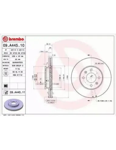 09.A445.10 Disco de freno Brembo