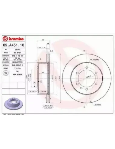 09.A451.10 Disco de freno Brembo