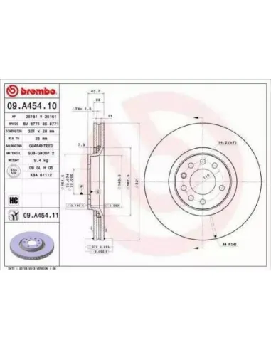 09.A454.10 Disco de freno Brembo