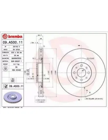 09.A500.11 Disco de freno Brembo