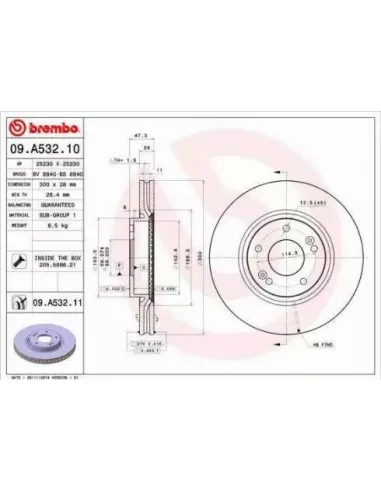 09.A532.10 Disco de freno Brembo