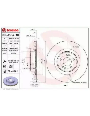 09.A554.10 Disco de freno Brembo