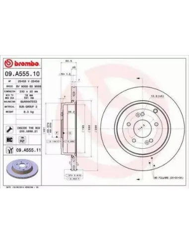 09.A555.10 Disco de freno Brembo