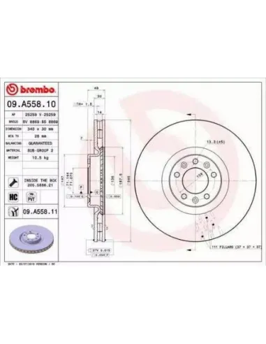 09.A558.10 Disco de freno Brembo