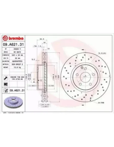 09.A621.31 Disco de freno Brembo