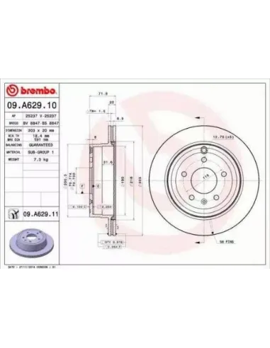 09.A629.10 Disco de freno Brembo