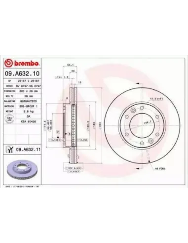 09.A632.10 Disco de freno Brembo