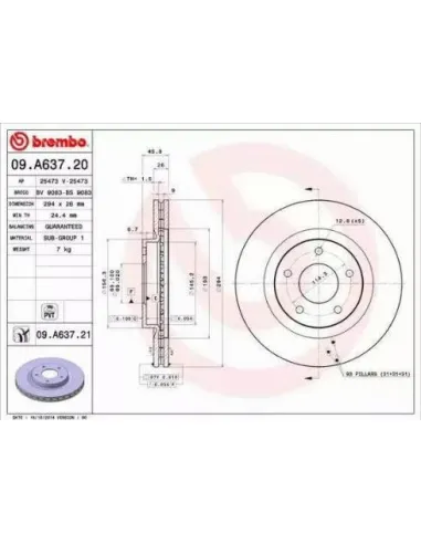 09.A637.20 Disco de freno Brembo