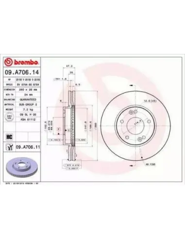 09.A706.11 Disco de freno Brembo