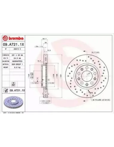 09A7211X Disco de freno Brembo