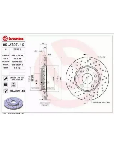 09A7271X Disco de freno Brembo