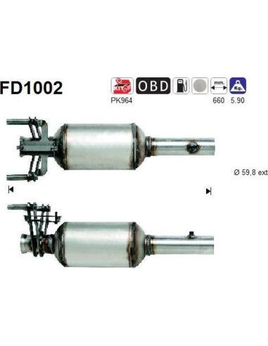 Filtro de partículas diésel AS FD1002 para MERCEDES