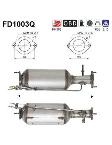Filtro de partículas diésel AS FD1003Q para FORD / VOLVO