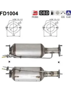 Filtro de partículas diésel AS FD1004 para FORD / VOLVO