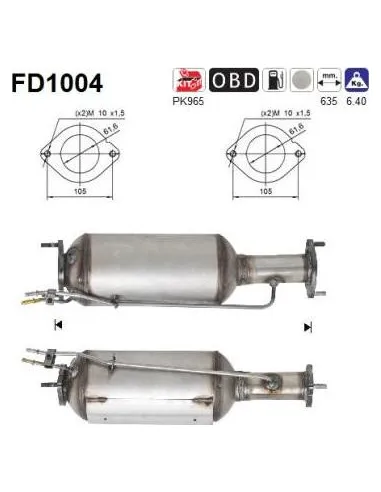 Filtro de partículas diésel AS FD1004 para FORD / VOLVO