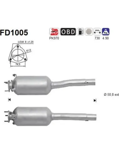 Filtro de partículas diésel AS FD1005 para FIAT | Recambios Colmenar