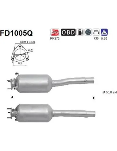 Filtro de partículas diésel AS FD1005Q para FIAT | Recambios Colmenar