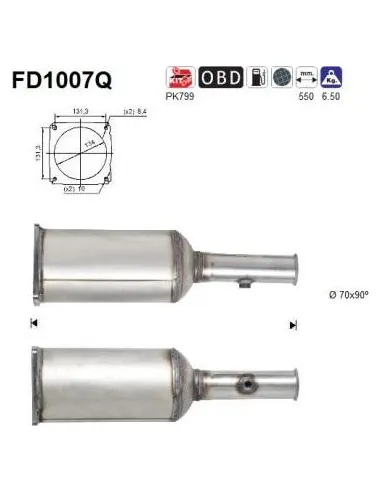 Filtro de partículas diésel AS FD1007Q para CITROËN / PEUGEOT