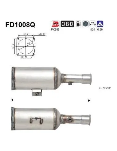 Filtro de partículas diésel AS FD1008Q para CITROËN / FIAT / LANCIA