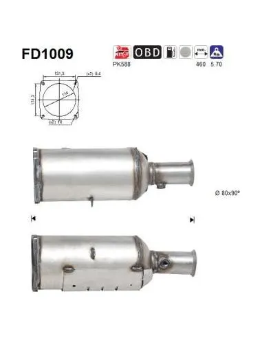 Filtro de partículas diésel AS FD1009 para PEUGEOT