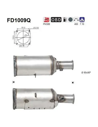 Filtro de partículas diésel AS FD1009Q para PEUGEOT
