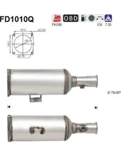 Filtro de partículas diésel AS FD1010Q para CITROËN / FIAT / LANCIA
