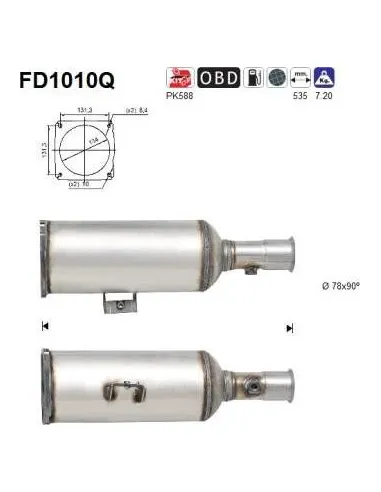 Filtro de partículas diésel AS FD1010Q para CITROËN / FIAT / LANCIA