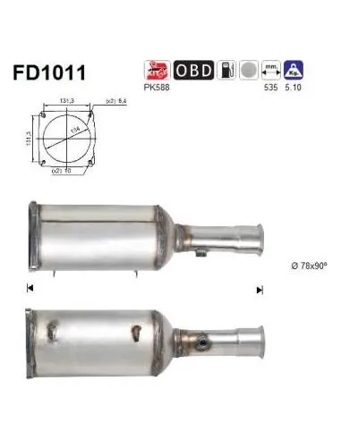 Filtro de partículas diésel AS FD1011 para CITROËN / FIAT / LANCIA