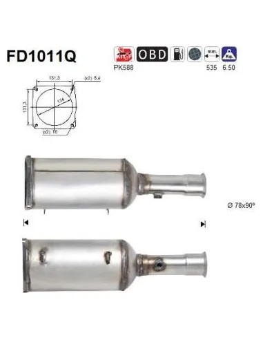 Filtro de partículas diésel AS FD1011Q para CITROËN / FIAT / LANCIA